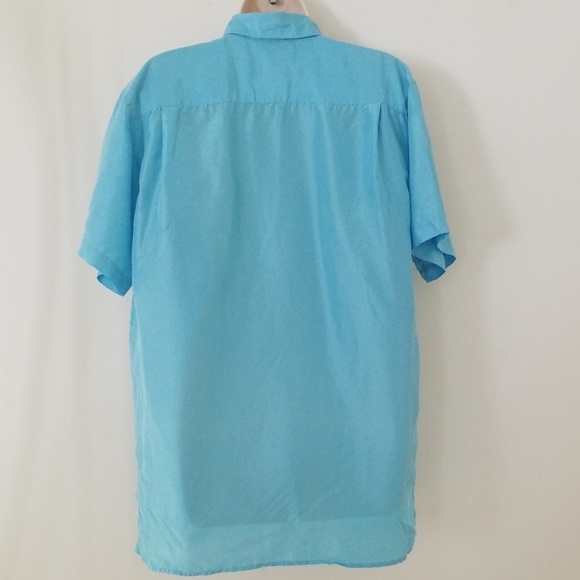 Cedars Sport Silk Light Blue Short Sleeve Blouse - Picture 7 of 8